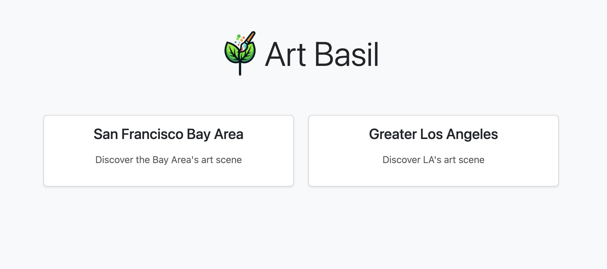 Art Basil website showing SF and LA art events