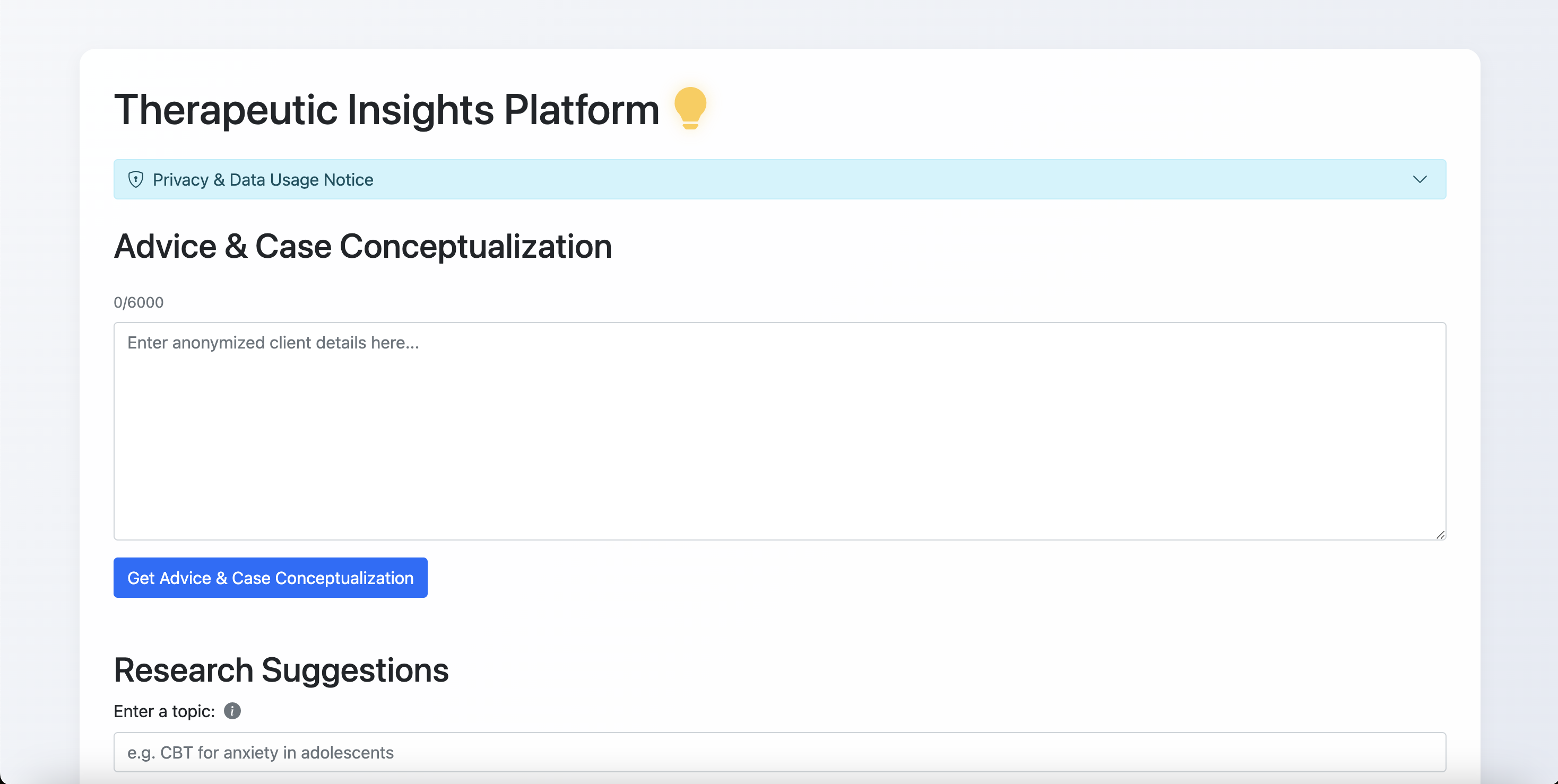 Therapeutic Insights Platform interface